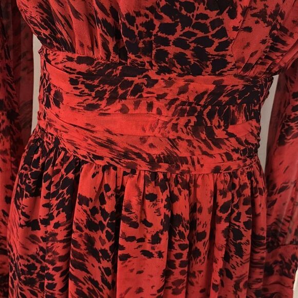 Pierre Balmain 100% mulberry silk red leopard print mini dress, M - Picture 8 of 15